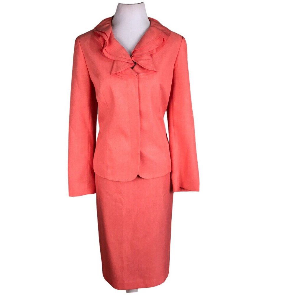 JOHN MEYER Polyester Ruffle Skirt Suit